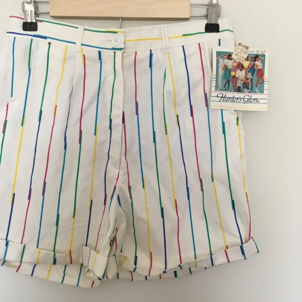 VTG 80s Hunter’s Glen Rainbow Striped Shorts Sz 9/10 High Waisted NOS Japan Made - Picture 6 of 16
